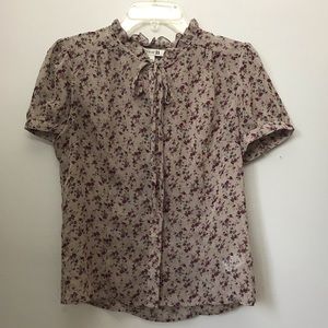 Light Sheer Blouse Grey with flower pattern